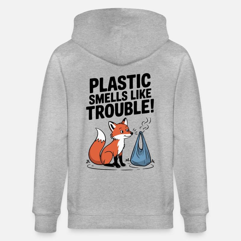 Plastic is a problem - Stanley/Stella CULTIVATOR  Unisex Organic Hooded Jacket - heather grey