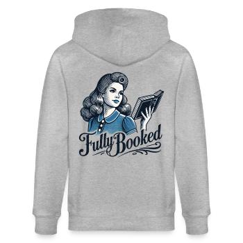 Rétro Bookish Fille Amateur de Livres Dire - Veste à capuche bio CULTIVATOR Stanley/Stella Unisexe - gris chiné - Dos - Luana (180cm)