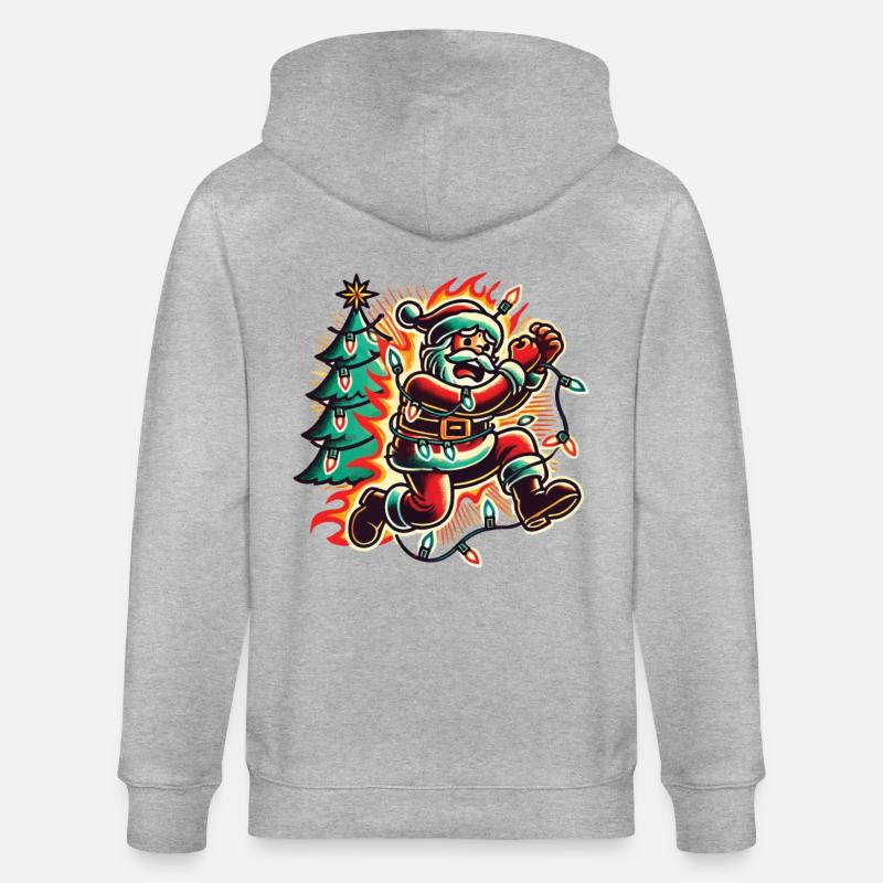 Chaos de Noël, danger d’électrocution - Veste à capuche bio CULTIVATOR Stanley/Stella Unisexe - gris chiné