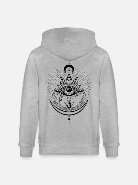 Third Eye Chakra Symbol Third Eye - Stanley/Stella CULTIVATOR Unisex Organic Hooded Jacket - heather grey