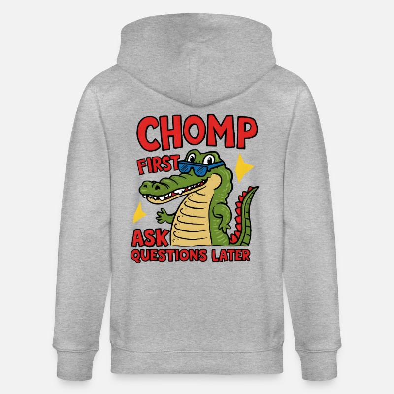 Chomp First, Ask Questions Later - Stanley/Stella Unisex Bio-Kapuzenjacke CULTIVATOR  - Grau meliert