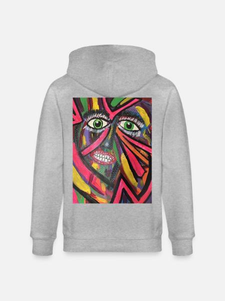 Luminous Portrait Mosaic - Stanley/Stella CULTIVATOR  Unisex Organic Hooded Jacket - heather grey