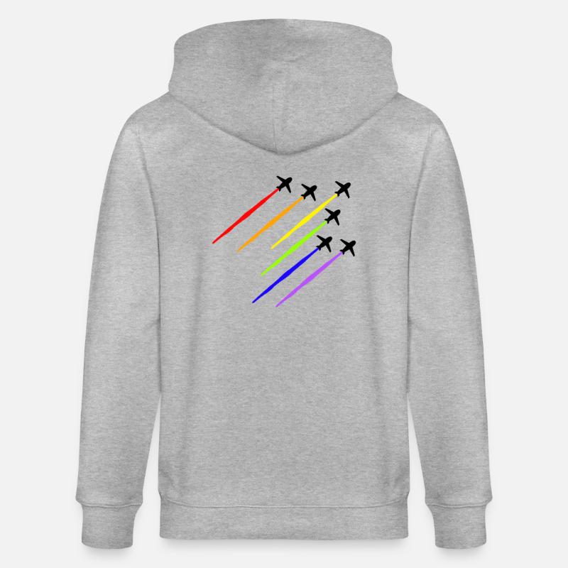 Regenbogen Flugzeug - Stanley/Stella Unisex Bio-Kapuzenjacke CULTIVATOR  - Grau meliert