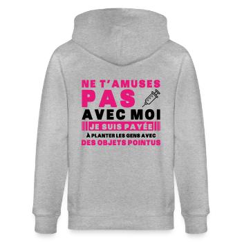 Nurse Humor Gift Idea Blood Test - Stanley/Stella CULTIVATOR  Unisex Organic Hooded Jacket - heather grey - Back - Luana (180cm)