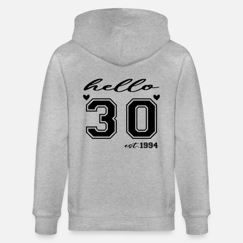 Hello 30 est 1994 - Veste à capuche bio CULTIVATOR Stanley/Stella Unisexe - gris chiné