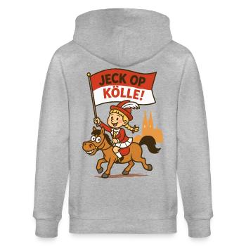 Jeck op Kölle ! Fille au carnaval - Veste à capuche bio CULTIVATOR Stanley/Stella Unisexe - gris chiné - Dos - Luana (180cm)