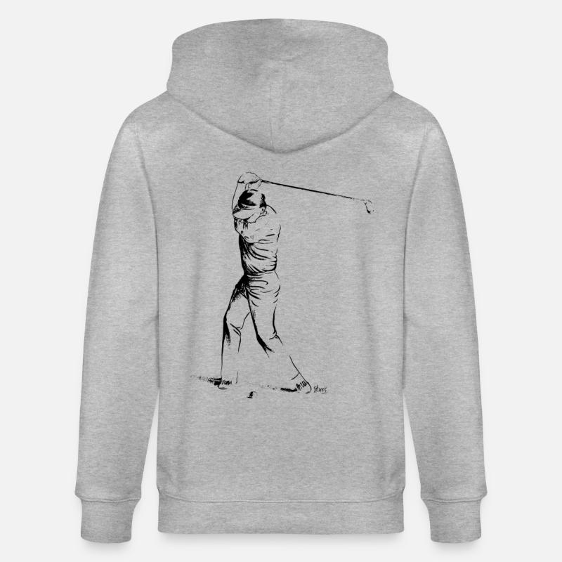 Bild eines Golfers während des Spiels - Stanley/Stella Unisex Bio-Kapuzenjacke CULTIVATOR  - Grau meliert