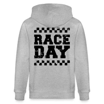 race day Zielflagge Autorennen Formel Racing icon - Stanley/Stella Unisex Bio-Kapuzenjacke CULTIVATOR  - Grau meliert - Hinten - Luana (180cm)