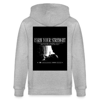 Black_White|Modern|Typographic|StreetwearTshirtpro - Veste à capuche bio CULTIVATOR Stanley/Stella Unisexe - gris chiné - Dos - Luana (180cm)