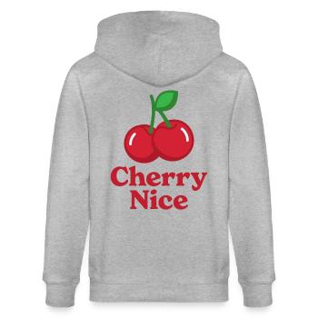Kirsche Nizza - Stanley/Stella Unisex Bio-Kapuzenjacke CULTIVATOR  - Grau meliert - Hinten - Luana (180cm)
