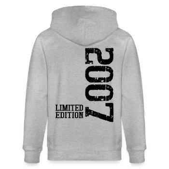 2007 Jahrgang geboren Limited Edition - Stanley/Stella Unisex Bio-Kapuzenjacke CULTIVATOR  - Grau meliert - Hinten - Luana (180cm)