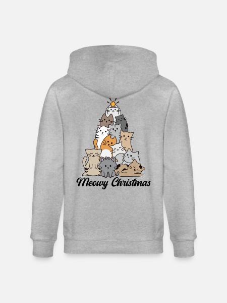Meowy Christmas - Stanley/Stella CULTIVATOR Unisex Organic Hooded Jacket - heather grey