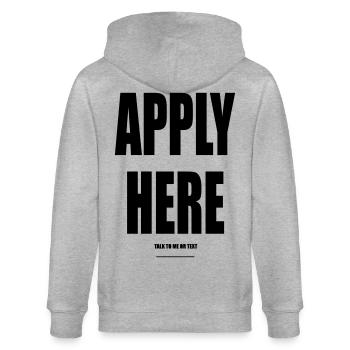 Apply Here – Wear Words - Stanley/Stella Unisex Bio-Kapuzenjacke CULTIVATOR  - Grau meliert - Hinten - Luana (180cm)
