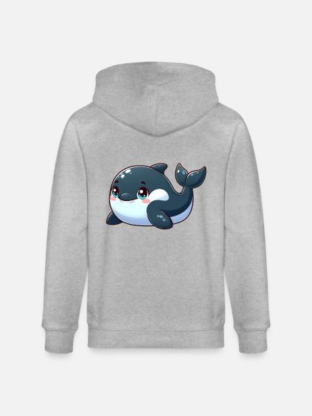 killer whale - Stanley/Stella CULTIVATOR Unisex Organic Hooded Jacket - heather grey