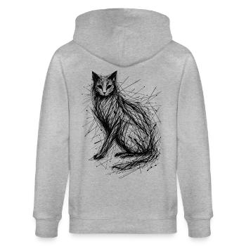 Croquis de chat abstrait - Veste à capuche bio CULTIVATOR Stanley/Stella Unisexe - gris chiné - Dos - Luana (180cm)