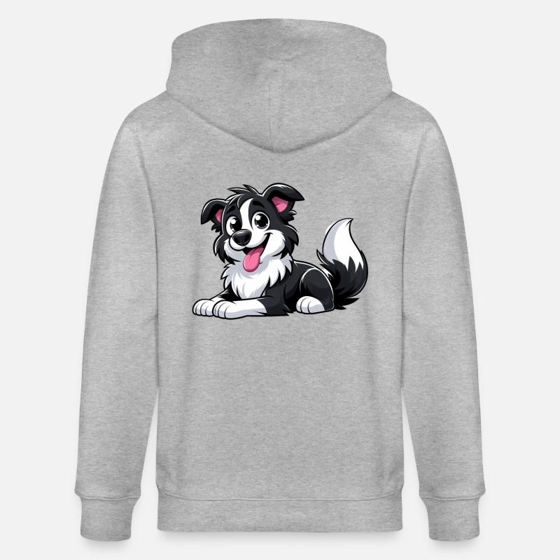 Border Collie 4 - Stanley/Stella Unisex Bio-Kapuzenjacke CULTIVATOR  - Grau meliert