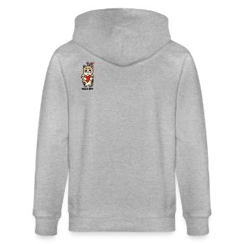 Katze süß Herz Fuck off - Stanley/Stella Unisex Bio-Kapuzenjacke CULTIVATOR  - Grau meliert - Hinten - Luana (180cm)