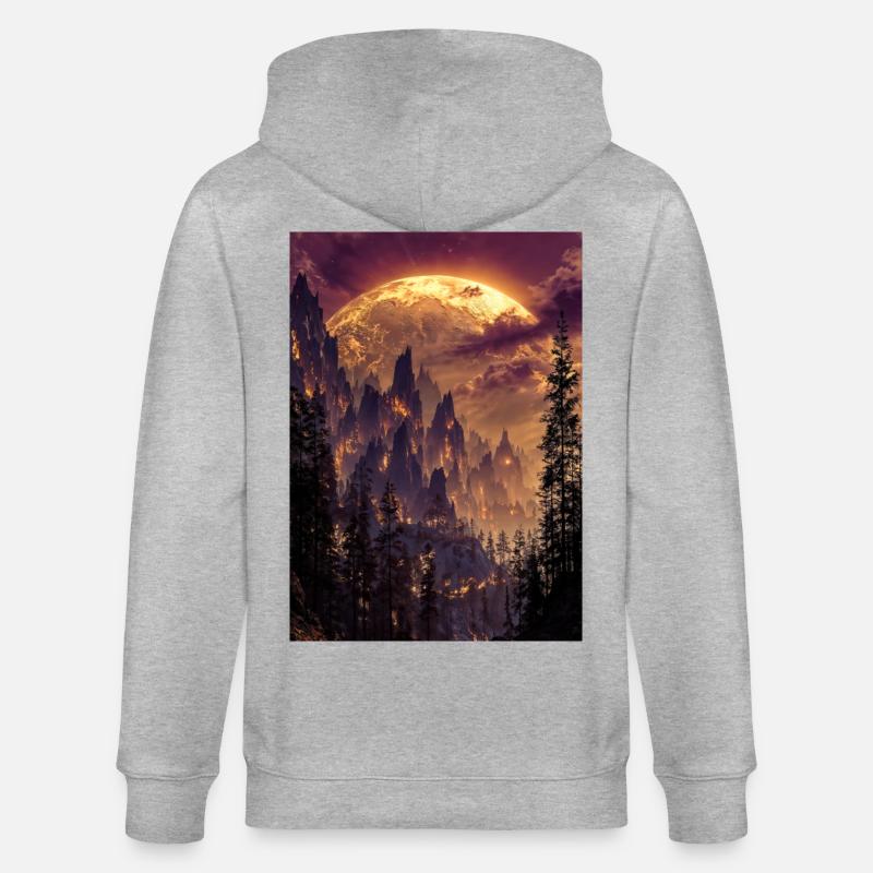 Feuriger Gipfel in der Abenddämmerung - Stanley/Stella Unisex Bio-Kapuzenjacke CULTIVATOR  - Grau meliert