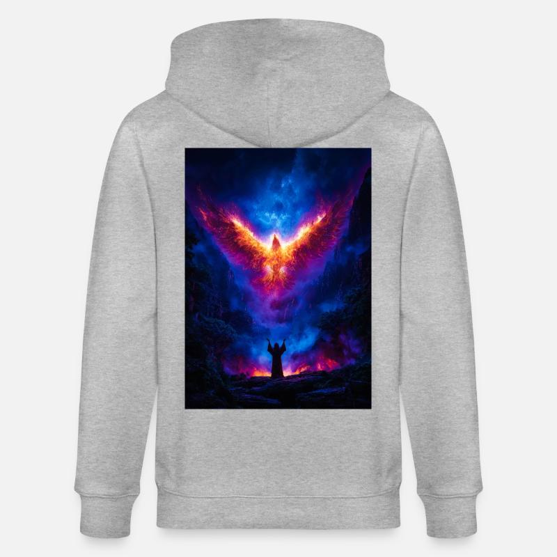 Phönix-Aufstieg über den feurigen Abgrund - Stanley/Stella Unisex Bio-Kapuzenjacke CULTIVATOR  - Grau meliert
