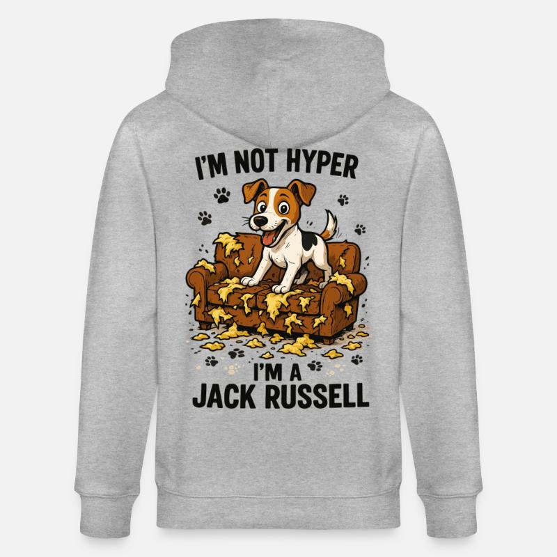 Jack Russell Terrier : Drôle d’Hyperactivité Drôle - Veste à capuche bio CULTIVATOR Stanley/Stella Unisexe - gris chiné