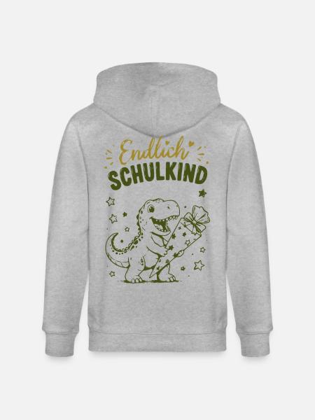 Endlich Schulkind Dino Stift - Stanley/Stella Unisex Bio-Kapuzenjacke CULTIVATOR  - Grau meliert