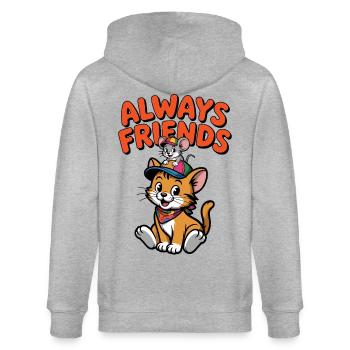 Immer Freunde Katzen Maus - Stanley/Stella Unisex Bio-Kapuzenjacke CULTIVATOR  - Grau meliert - Hinten - Luana (180cm)