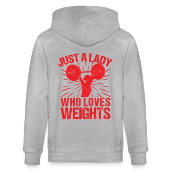Motivation de remise en forme Bodybuilder Lady Who Loves - Veste à capuche bio CULTIVATOR Stanley/Stella Unisexe - gris chiné - Dos - Luana (180cm)
