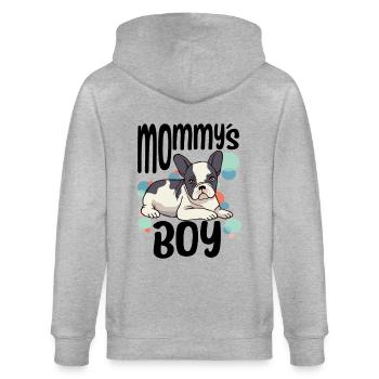 Frenchie Mamas Hund Französische Bulldogge - Stanley/Stella Unisex Bio-Kapuzenjacke CULTIVATOR  - Grau meliert - Hinten - Luana (180cm)