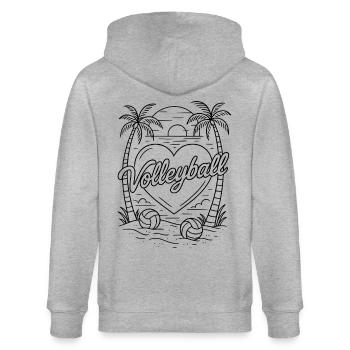 Volleyball Herz Minimalistisch - Stanley/Stella Unisex Bio-Kapuzenjacke CULTIVATOR  - Grau meliert - Hinten - Luana (180cm)