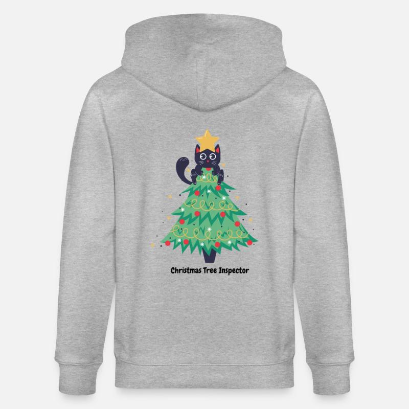 pull de noël chat dans sapin - Veste à capuche bio CULTIVATOR Stanley/Stella Unisexe - gris chiné
