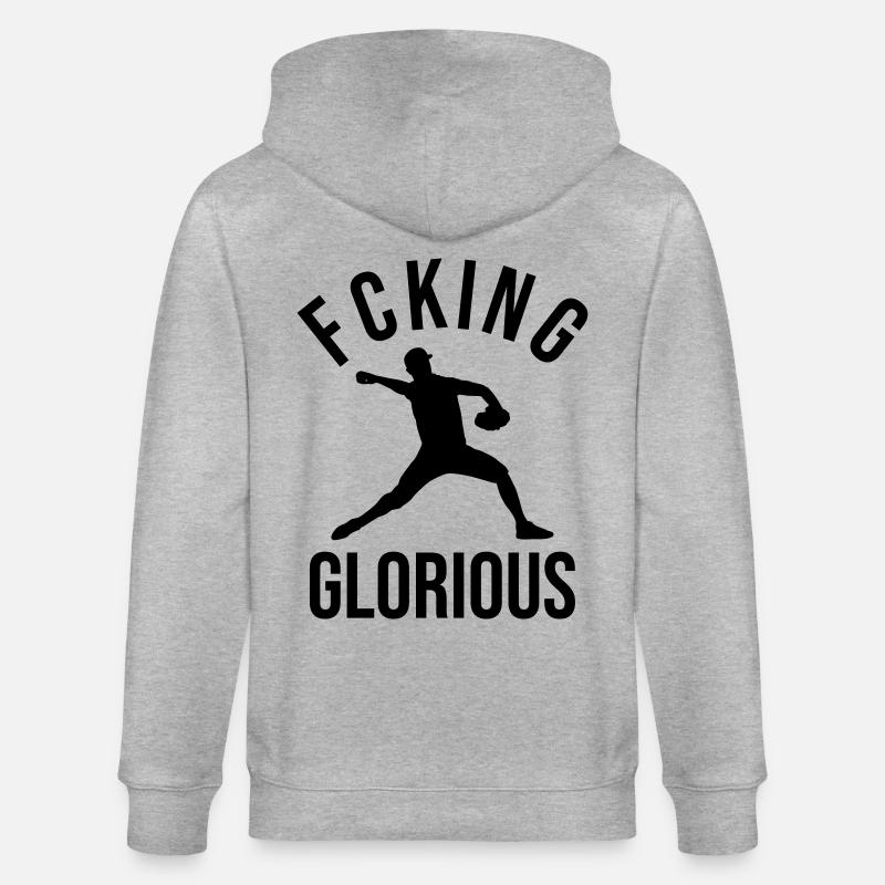 Baseball Pitcher Design Geschenk - Stanley/Stella Unisex Bio-Kapuzenjacke CULTIVATOR  - Grau meliert