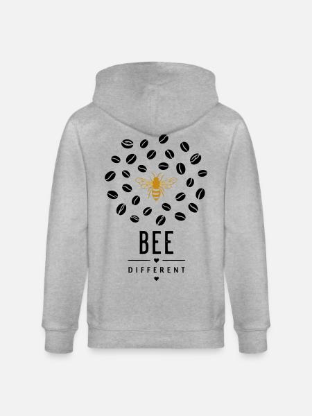Golden bee on black - Stanley/Stella CULTIVATOR  Unisex Organic Hooded Jacket - heather grey