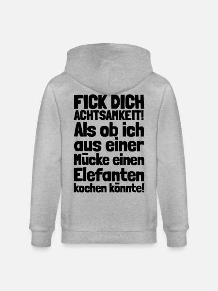 FICK DICH ACHTSAMKEIT / MÜCKE ELEFANT KOCHEN - Stanley/Stella Unisex Bio-Kapuzenjacke CULTIVATOR  - Grau meliert