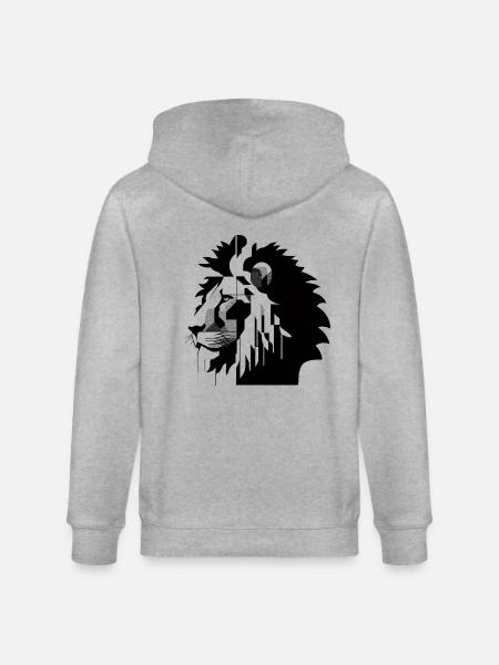 Geometric Lion - Stanley/Stella CULTIVATOR Unisex Organic Hooded Jacket - heather grey