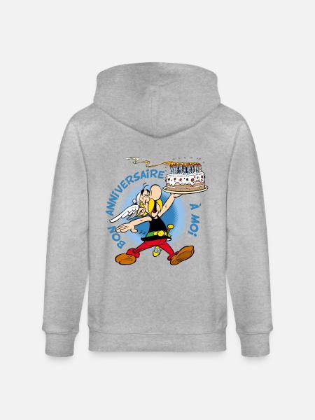 Asterix & Obelix Asterix Fødselsdagskage Design - Stanley/Stella økologisk unisex-hættejakke CULTIVATOR  - grå meleret