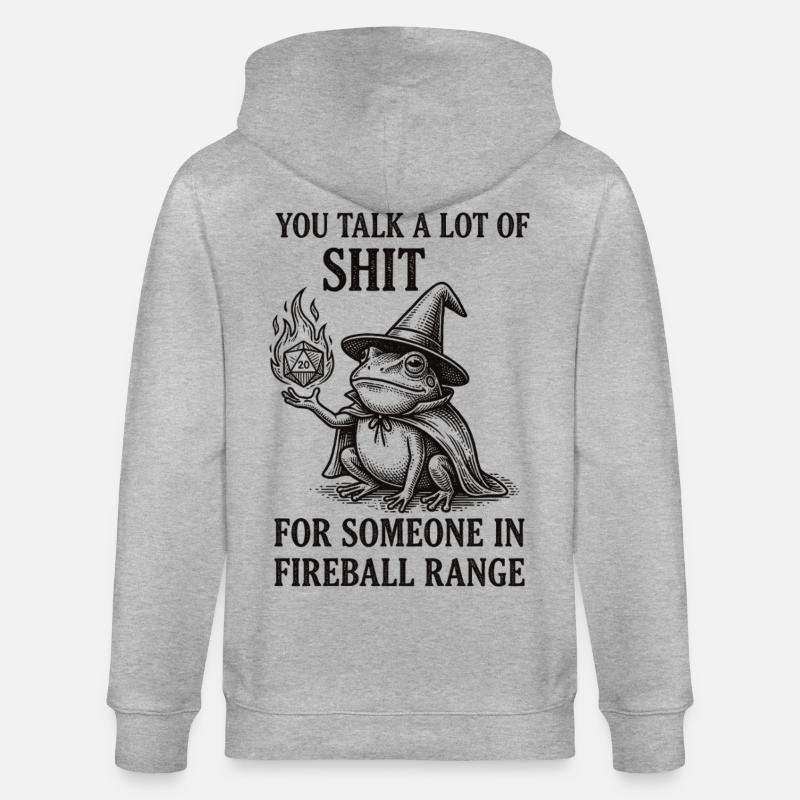 Fireball Range – RPG Magicien Grenouille Drôle - Veste à capuche bio CULTIVATOR Stanley/Stella Unisexe - gris chiné