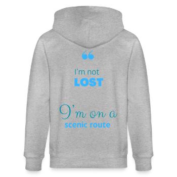 Ich bin nicht verloren, ich bin auf einer landschaftlich reizvollen Route - Stanley/Stella Unisex Bio-Kapuzenjacke CULTIVATOR  - Grau meliert - Hinten - Luana (180cm)