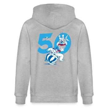 Asterix & Obelix Motif Du 50e Anniversaire - Veste à capuche bio CULTIVATOR Stanley/Stella Unisexe - gris chiné - Dos - Luana (180cm)