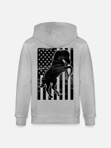 Riding USA Flag - Stanley/Stella CULTIVATOR  Unisex Organic Hooded Jacket - heather grey