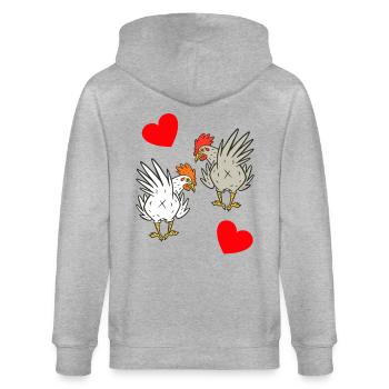 Poulet, poulets, volaille - Veste à capuche bio CULTIVATOR Stanley/Stella Unisexe - gris chiné - Dos - Luana (180cm)