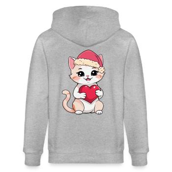 Weihnachten Christmas Xmas Katze Katzen - Stanley/Stella Unisex Bio-Kapuzenjacke CULTIVATOR  - Grau meliert - Hinten - Luana (180cm)