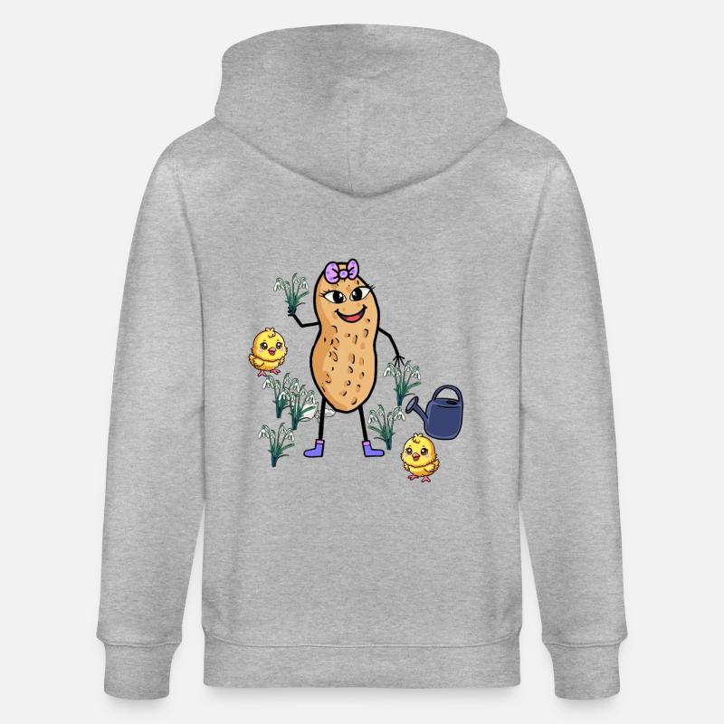 Peanut Spring Easter Chick Snowdrop - Stanley/Stella CULTIVATOR  Unisex Organic Hooded Jacket - heather grey