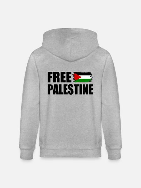 Free palestine - Stanley/Stella CULTIVATOR Unisex Organic Hooded Jacket - heather grey
