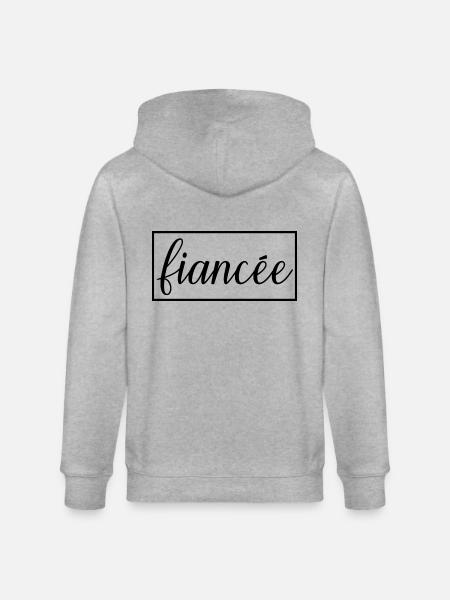 Fiancée Matching Engagement Wedding Honeymoon - Stanley/Stella CULTIVATOR Unisex Organic Hooded Jacket - heather grey