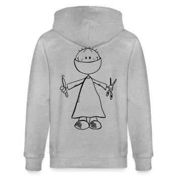Surgeon Comic Figure - Doctor - Surgery - Surgery - Team - Stanley/Stella CULTIVATOR  Unisex Organic Hooded Jacket - heather grey - Back - Luana (180cm)