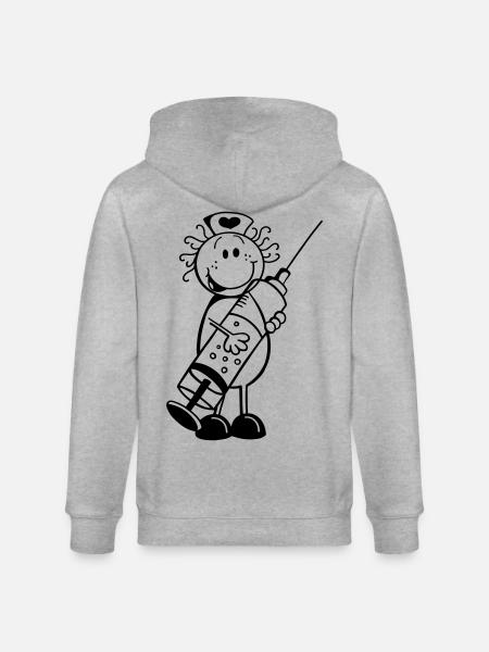 Krankenschwester Strichmännchen - Geschenk - Stanley/Stella Unisex Bio-Kapuzenjacke CULTIVATOR  - Grau meliert