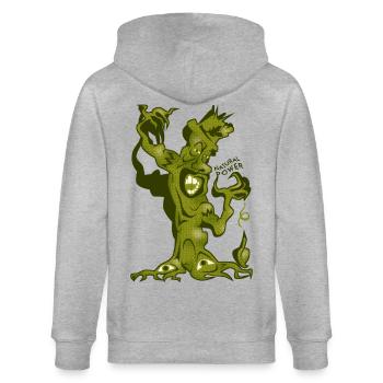 natural power TREE Baumgeist Halloween Punkrock ! - Stanley/Stella Unisex Bio-Kapuzenjacke CULTIVATOR  - Grau meliert - Hinten - Luana (180cm)