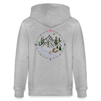 Forest Wald Kompass Fluss Zelten Zelt Wälder Natur - Stanley/Stella Unisex Bio-Kapuzenjacke CULTIVATOR  - Grau meliert - Hinten - Luana (180cm)