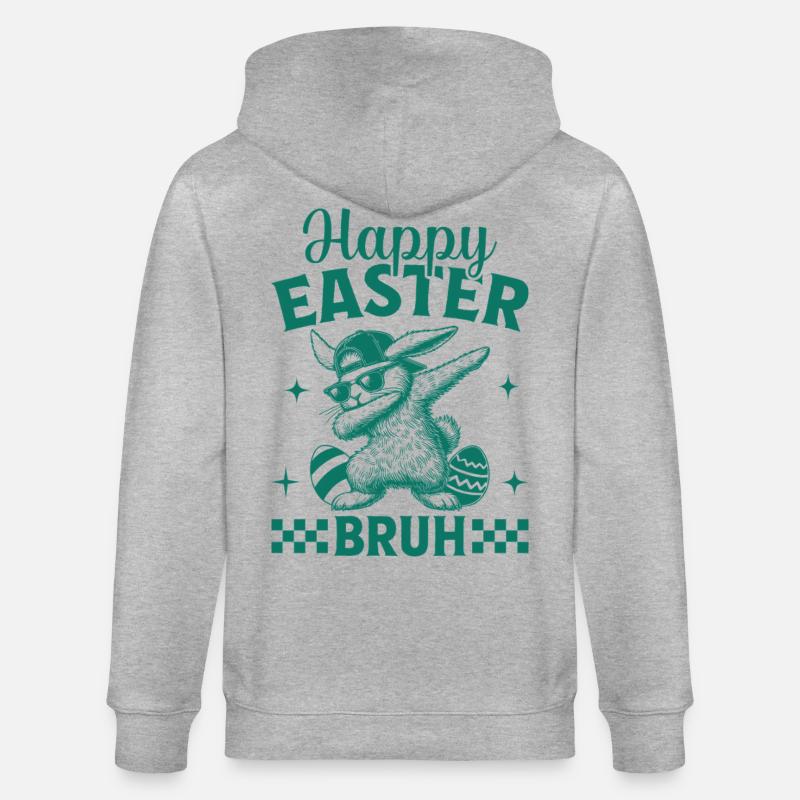 Joyeuses Pâques Bruh - Veste à capuche bio CULTIVATOR Stanley/Stella Unisexe - gris chiné