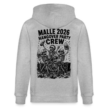 Équipe de la fête de la gueule de bois Malle 2026 - Veste à capuche bio CULTIVATOR Stanley/Stella Unisexe - gris chiné - Dos - Luana (180cm)